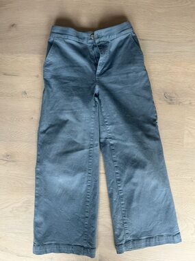 OAK + FORT Cropped Wide-Leg Pants in Slate Blue